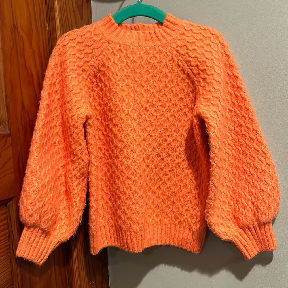 Janie & Jack BALLOON SLEEVE TEXTURED SWEATER orange (4T)